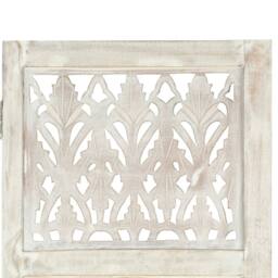 Berkfield Home Hand carved 3-Panel Room Divider White 120x165 cm Solid Mango Wood - thumbnail 3