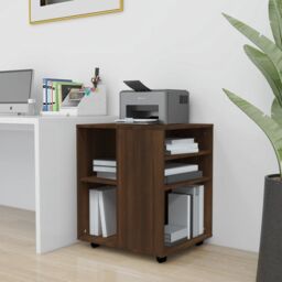 Berkfield Home Rolling Cabinet Brown Oak 60x53x72 cm Engineered Wood - Size: 60 x 53 x 72 cm - thumbnail 1