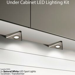 Loops 2x BRUSHED NICKEL Triangle Surface Under Cabinet Kitchen Light & Driver Kit - Natural White LED in Metallics - thumbnail 2