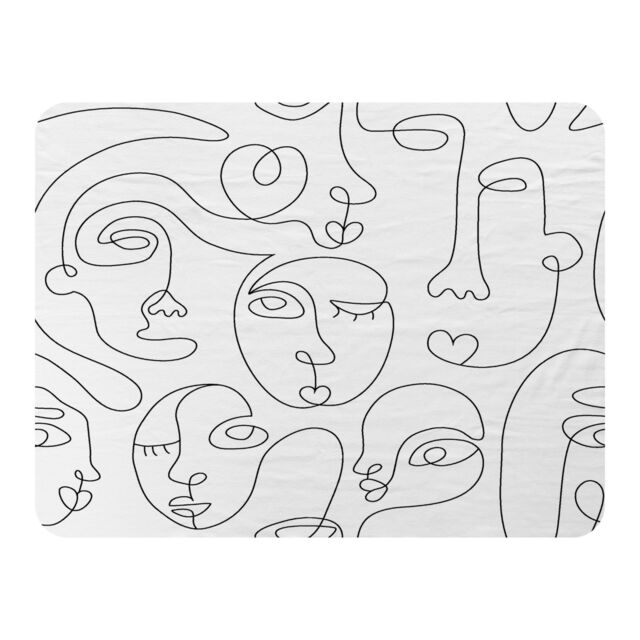 Benjamin Tate Design line drawing of faces Designer Blanket in Natural - Size: 120 cm x 150 cm - image 1