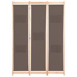 Berkfield Home 3-Panel Room Divider Brown 120x170x4 cm Fabric - Size: 120 x 170 x 4 cm