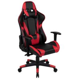 VOGREX Black Red X20 Reclining Faux Leather Gaming Chair Adjustable Headrest - thumbnail 1