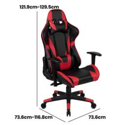 VOGREX Black Red X20 Reclining Faux Leather Gaming Chair Adjustable Headrest - thumbnail 2