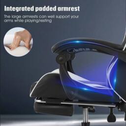 NESTLUNE Faux Leather Racing Gaming Chair Swivel Office Gamer in Black - Size: 100 cm x 15 cm - thumbnail 6