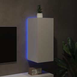 Berkfield Home TV Wall Cabinet with LED Lights White 30.5x35x70 cm - thumbnail 4