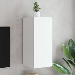 Berkfield Home TV Wall Cabinet with LED Lights White 30.5x35x70 cm - thumbnail 1