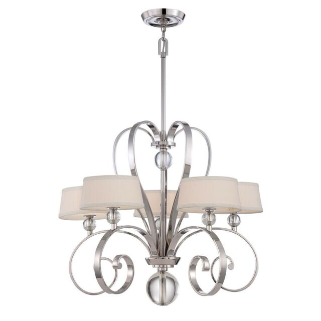 Loops 5 Bulb Chandelier Hanging Pendant LIght Imperial Silver LED G9 3.5W Bulb in Metallics