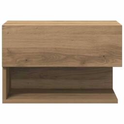 Berkfield Home Wall-mounted Bedside Cabinet Artisian Oak in Brown - thumbnail 6