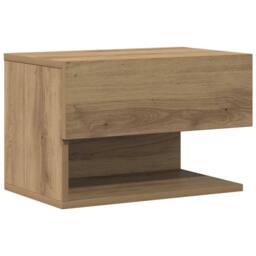 Berkfield Home Wall-mounted Bedside Cabinet Artisian Oak in Brown - thumbnail 1