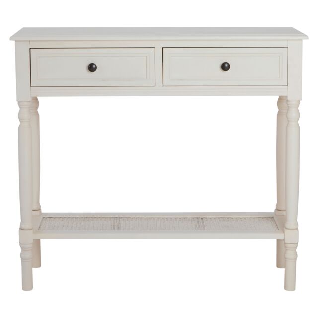 Orsina Rectangular Console Table With 2 Drawers for Hallway, Pine Wood Hallway Table for Home Décor, Wood Table with 2 Drawers for Office in White - image 1