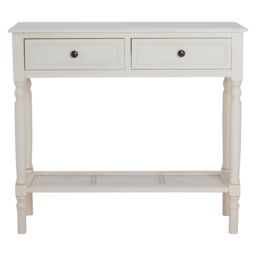 Orsina Rectangular Console Table With 2 Drawers for Hallway, Pine Wood Hallway Table for Home Décor, Wood Table with 2 Drawers for Office in White - thumbnail 1