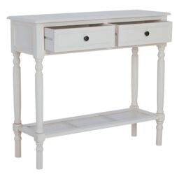 Orsina Rectangular Console Table With 2 Drawers for Hallway, Pine Wood Hallway Table for Home Décor, Wood Table with 2 Drawers for Office in White - thumbnail 5