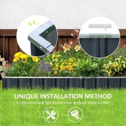 KORVIXA Metal Raised Garden Bed Large Steel Planter Box in Grey - Size: 1.25kg - thumbnail 4