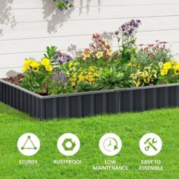 KORVIXA Metal Raised Garden Bed Large Steel Planter Box in Grey - Size: 1.25kg - thumbnail 5