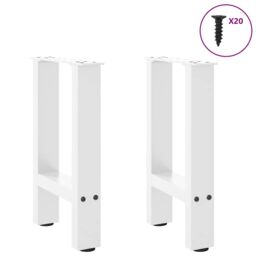 Berkfield Home Coffee Table Legs White 2 pcs 38x(42-43) cm Steel - thumbnail 3