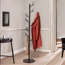 FURNOS Metal Coat Stand With 16 Hooks & Adjustable Height in Black - thumbnail 2