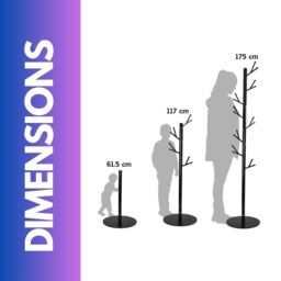 FURNOS Metal Coat Stand With 16 Hooks & Adjustable Height in Black - thumbnail 5