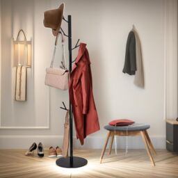 FURNOS Metal Coat Stand With 16 Hooks & Adjustable Height in Black - thumbnail 4