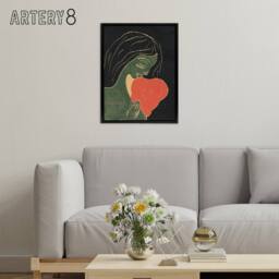 "Artery8 The Heart Hjertet Painting Munch Vintage Black Framed Canvas Wall Art - Size: W12"" x H16""" - thumbnail 3