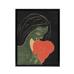 "Artery8 The Heart Hjertet Painting Munch Vintage Black Framed Canvas Wall Art - Size: W12"" x H16""" - thumbnail 1