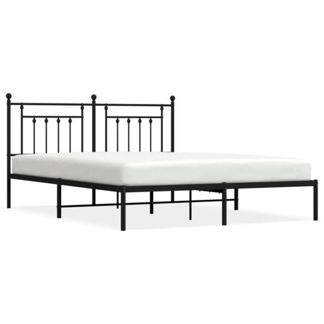 Berkfield Home Metal Bed Frame with Headboard Black 180x200 cm Super King - image 1