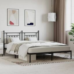 Berkfield Home Metal Bed Frame with Headboard Black 180x200 cm Super King - thumbnail 2