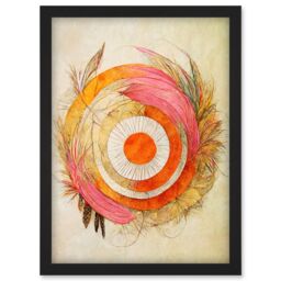 Artery8 Abstract Dreamcatcher With Feathers In Soft Pastel Palette Artwork Framed Wall Art Print A4 in Black - thumbnail 1