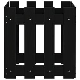 Berkfield Home Garden Planter with Fence Design Black 40x40x40 cm Solid Wood Pine - Size: 40 x 40 x 40 cm - thumbnail 6