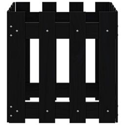 Berkfield Home Garden Planter with Fence Design Black 40x40x40 cm Solid Wood Pine - Size: 40 x 40 x 40 cm - thumbnail 5