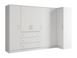 Vente-unique Corner Wardrobe With 6 Doors & 3 Drawers - W311 Cm - White - thumbnail 5