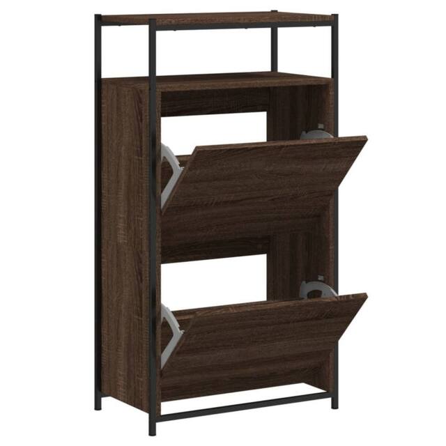 Berkfield Home Shoe Cabinet Brown Oak 60x34x112 Engineered Wood - image 1