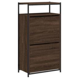 Berkfield Home Shoe Cabinet Brown Oak 60x34x112 Engineered Wood - thumbnail 4