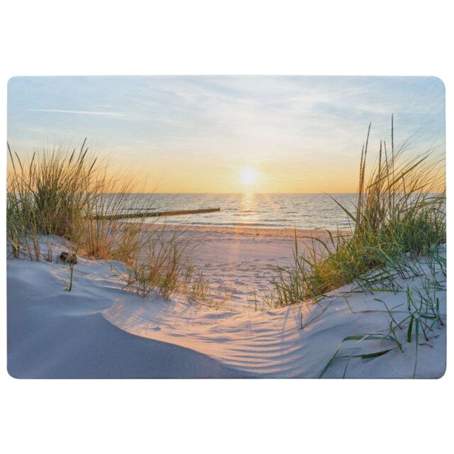 Benjamin Tate Design Sunset At The Baltic Sea Beach Designer Rug in Natural - Size: Large - image 1