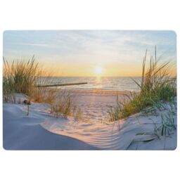 Benjamin Tate Design Sunset At The Baltic Sea Beach Designer Rug in Natural - Size: Large - thumbnail 1