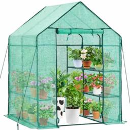 VOGREX Heavy Duty Large Walk-in Greenhouse with 8 Shelves in Green - Size: 120 - thumbnail 1