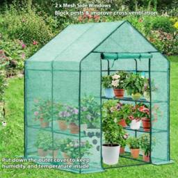 VOGREX Heavy Duty Large Walk-in Greenhouse with 8 Shelves in Green - Size: 120 - thumbnail 4