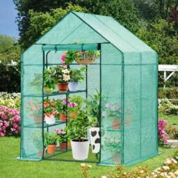 VOGREX Heavy Duty Large Walk-in Greenhouse with 8 Shelves in Green - Size: 120 - thumbnail 5