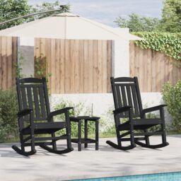 Berkfield Home Garden Rocking Chairs 2 pcs Black 70x92x107.5 cm HDPE