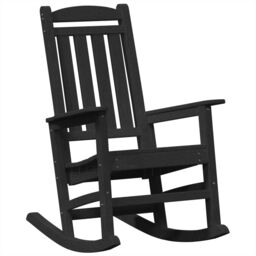 Berkfield Home Garden Rocking Chairs 2 pcs Black 70x92x107.5 cm HDPE - thumbnail 4