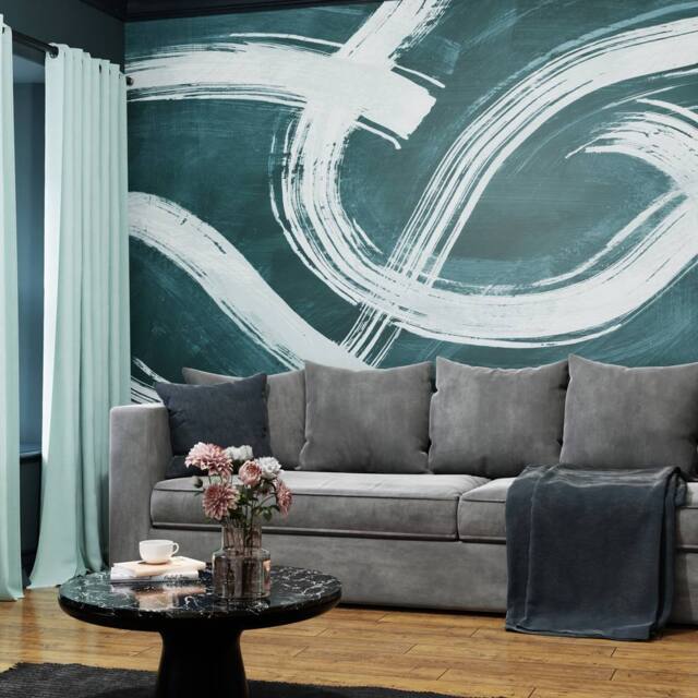 Superfresco Easy Expression Teal Print To Order 3m x 2.8m Mural in Blue - image 1