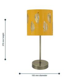 First Choice Lighting Antique Brass Stick Table Lamp with Ochre Cut Out Shade in Bronze - thumbnail 6