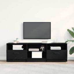 Berkfield Home TV Cabinet Black Oak 150x33, 5x45 cm Engineered Wood - thumbnail 2