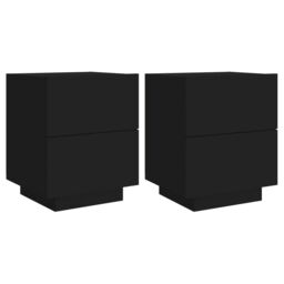 Berkfield Home Bedside Cabinets with LED Lights 2 pcs Black Engineered Wood - thumbnail 2