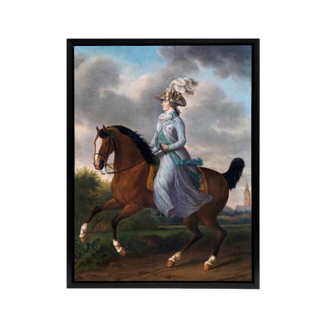 "Artery8 Haag Equestrian Portrait of Wilhelmina Framed Canvas Wall Art Print in Brown - Size: W12"" x H16""" - image 1