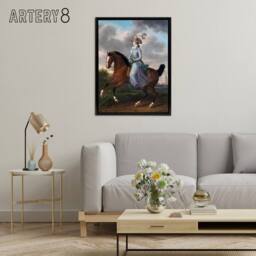 "Artery8 Haag Equestrian Portrait of Wilhelmina Framed Canvas Wall Art Print in Brown - Size: W12"" x H16""" - thumbnail 3