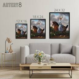 "Artery8 Haag Equestrian Portrait of Wilhelmina Framed Canvas Wall Art Print in Brown - Size: W12"" x H16""" - thumbnail 4