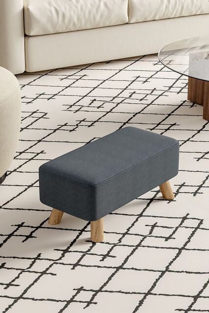 Living and Home 57cm W Dark Grey Rectangular Tofu-shaped Footstool - image 1