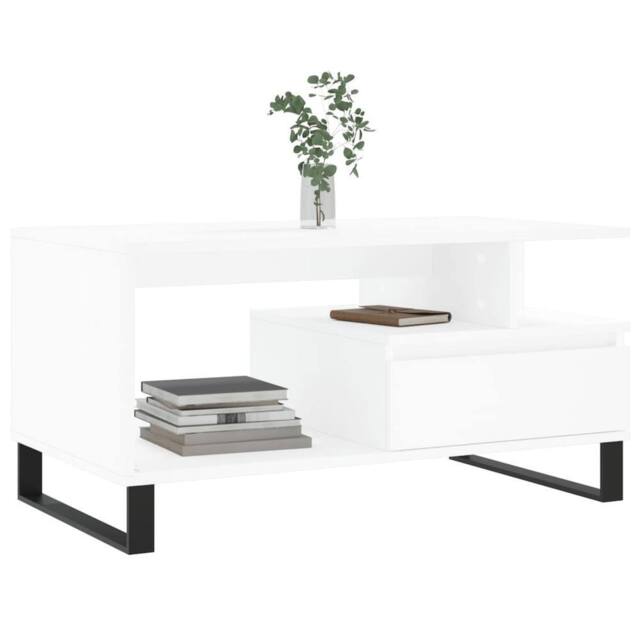 Berkfield Home Modern Coffee Table White 90x49x45 cm Engineered Wood - Size: 90 x 49 x 45 cm - image 1
