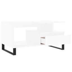 Berkfield Home Modern Coffee Table White 90x49x45 cm Engineered Wood - Size: 90 x 49 x 45 cm - thumbnail 6
