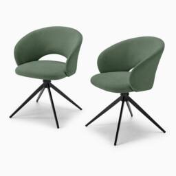 FurnitureboxUK 2x Anika Fabric Swivel Dining Chairs in Green - thumbnail 6